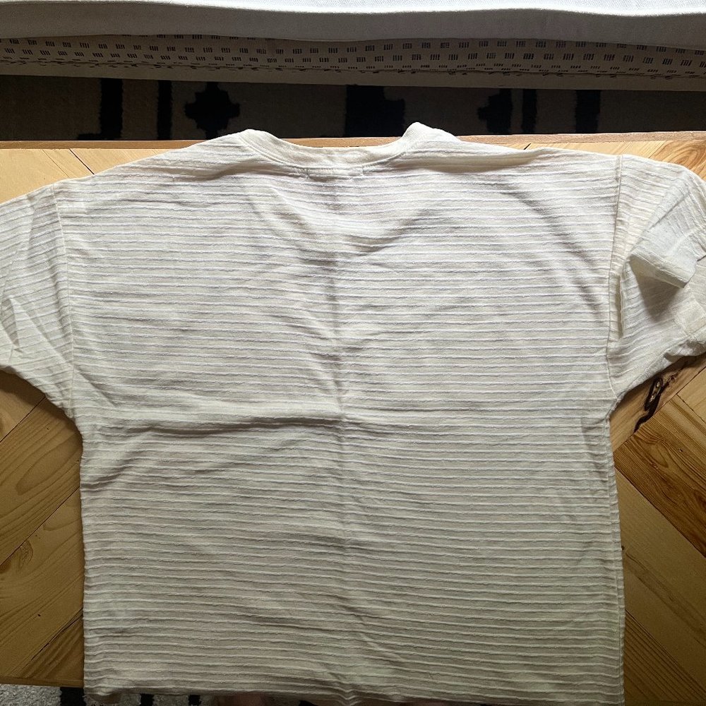 Madewell Cropped Boxy Tee Cream and White Striped Size XS